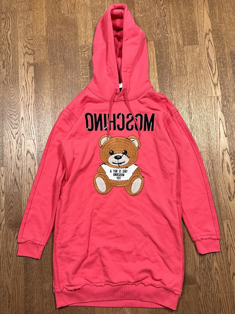 Moschino Couture Inside Out Distressed Teddy Bear Hoodie Dress Womens Us 4